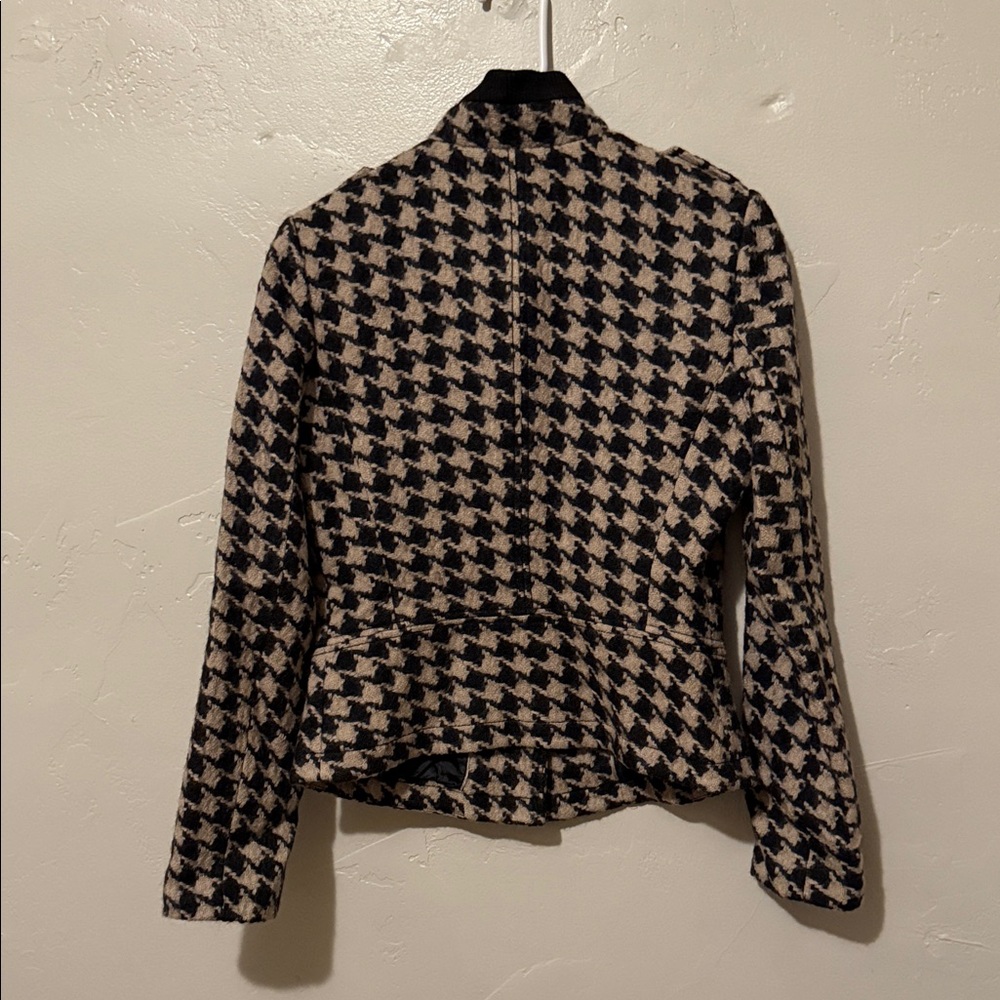 Banana Republic Black and Tan Houndstooth Pea Coat Small - Picture 7 of 8
